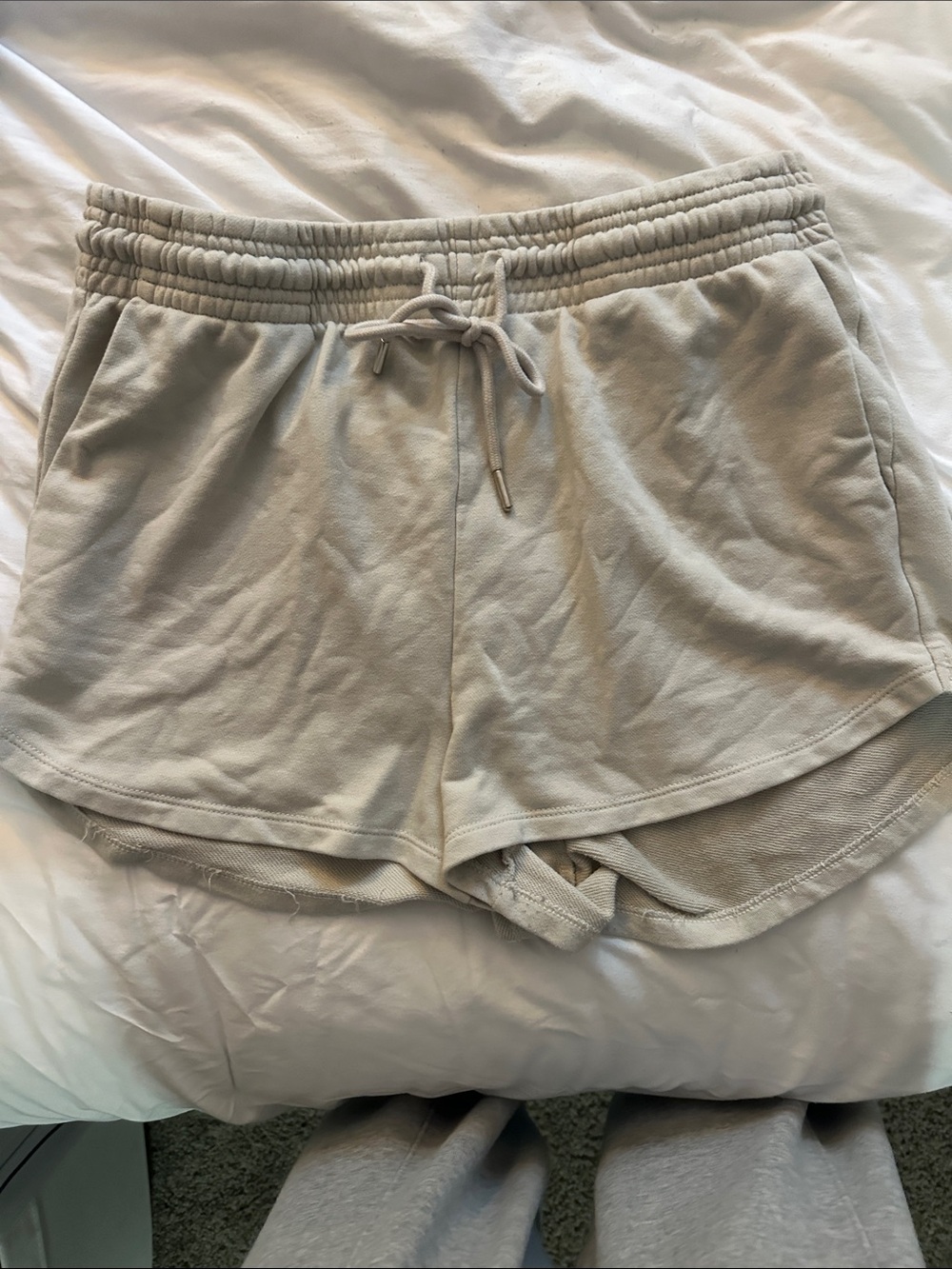 H&M Neutral Light Beige Drawstring Athletic Shorts